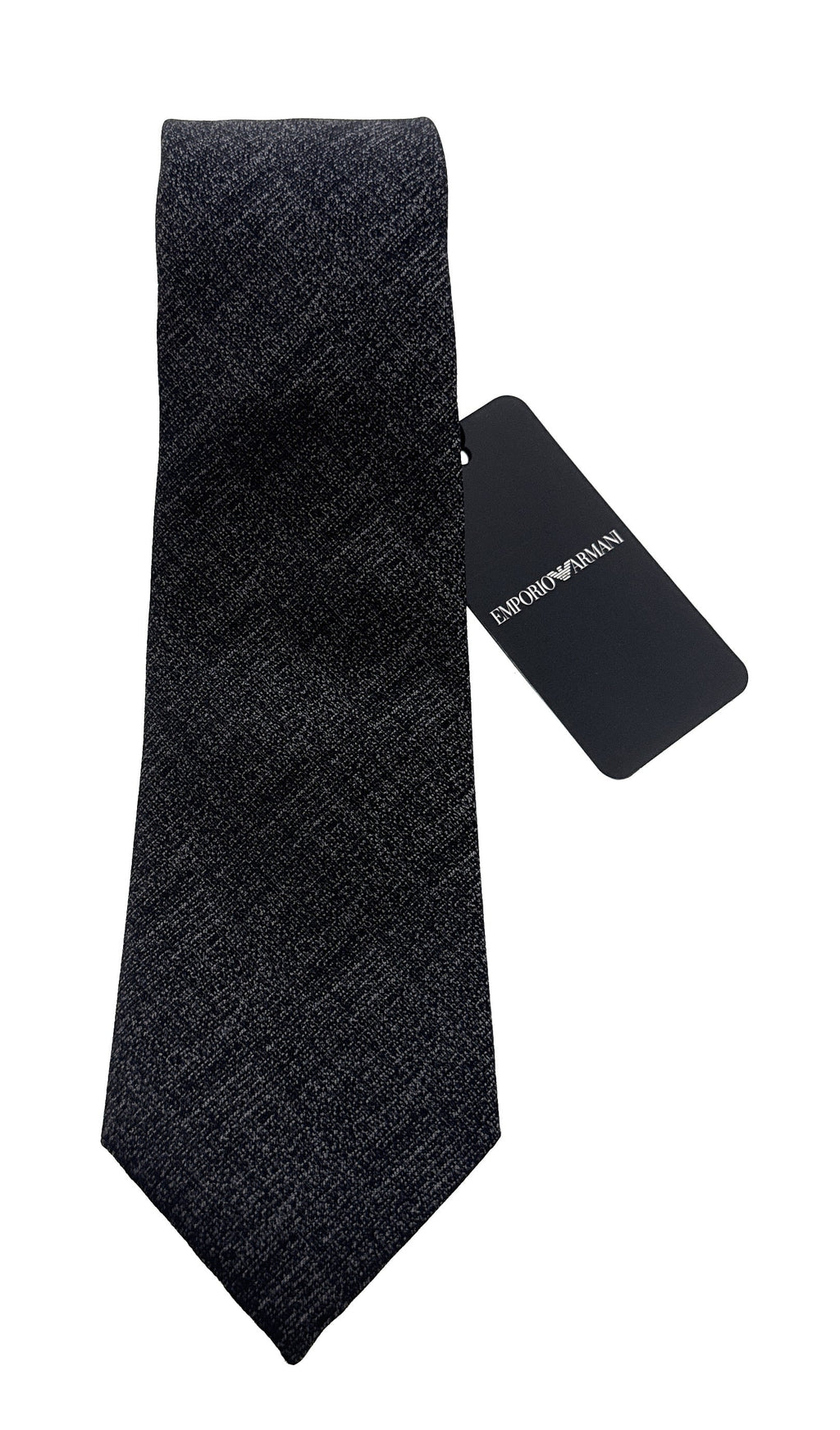Emporio Armani Men's Black Grain Texture 53%%Olyester 47%%Ilk Tie, 3"