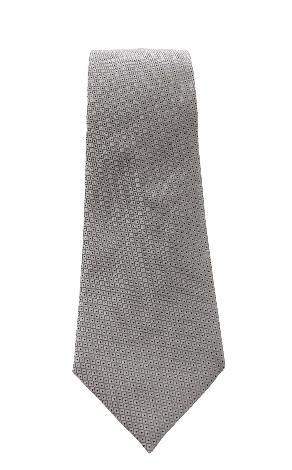 Emporio Armani Men’s Pearl Grey Micro Dot Silk Necktie, 3"