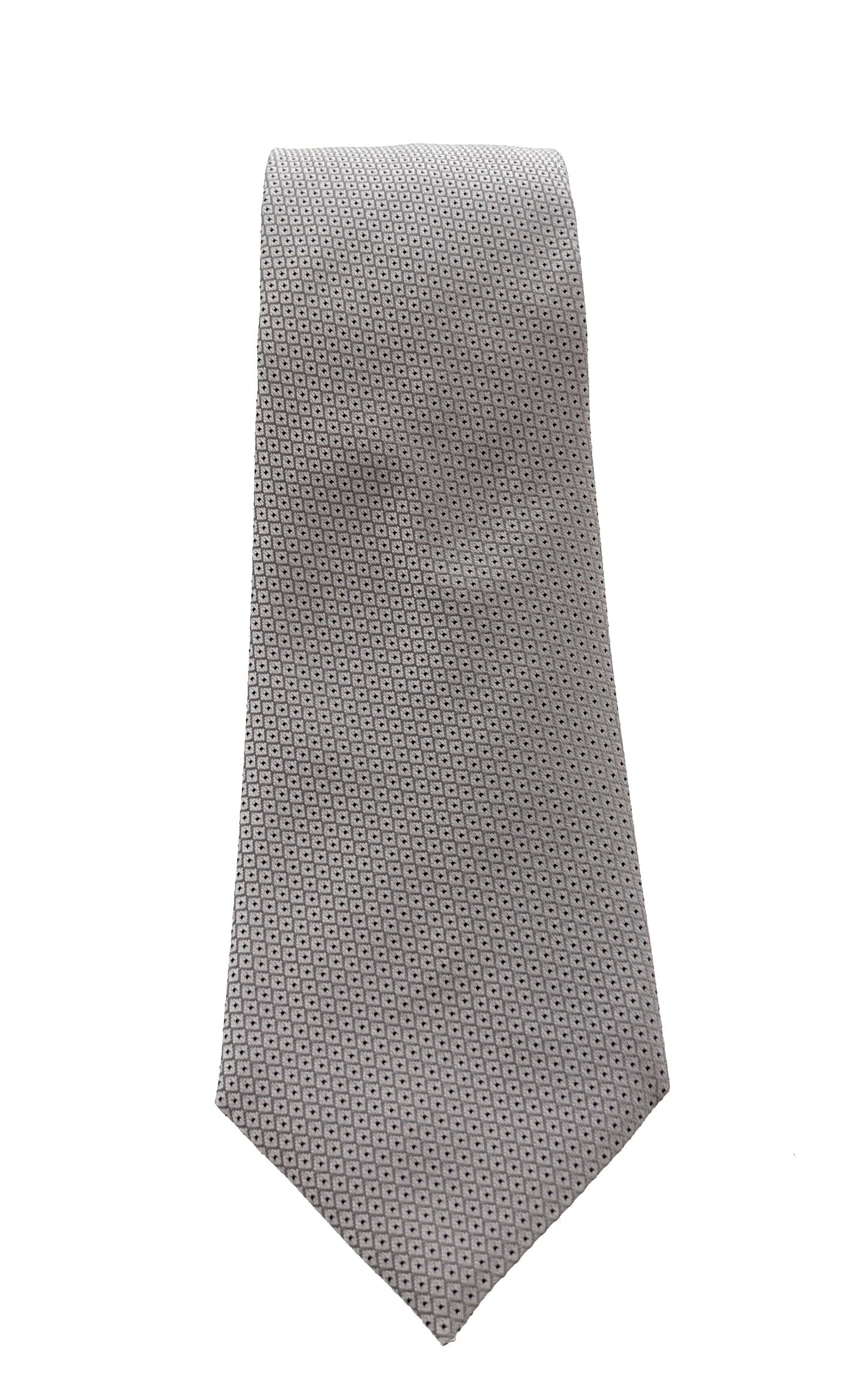 Emporio Armani Men’s Pearl Grey Micro Dot Silk Necktie, 3"