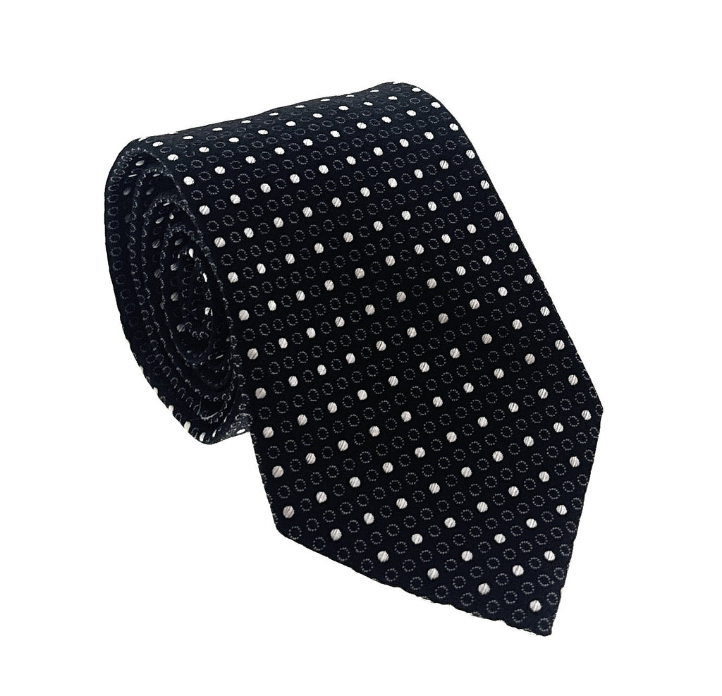 Emporio Armani Mens Black Dotted Tie – Made in Italy