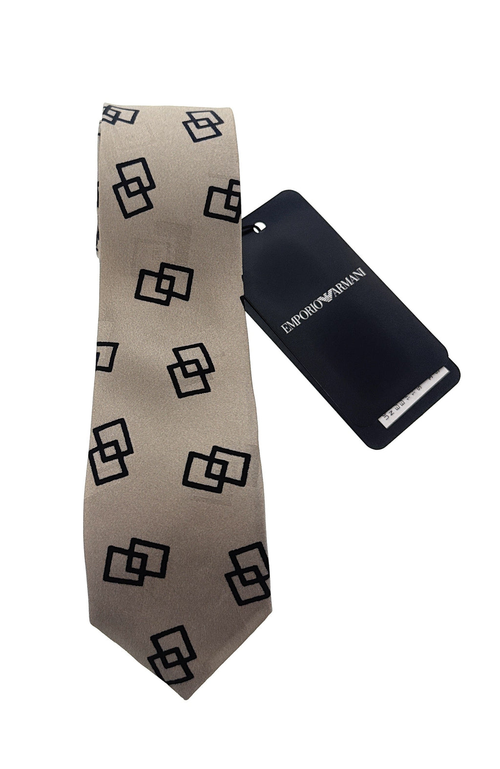 Emporio Armani Almond Black Geometric Silk Tie – 2in