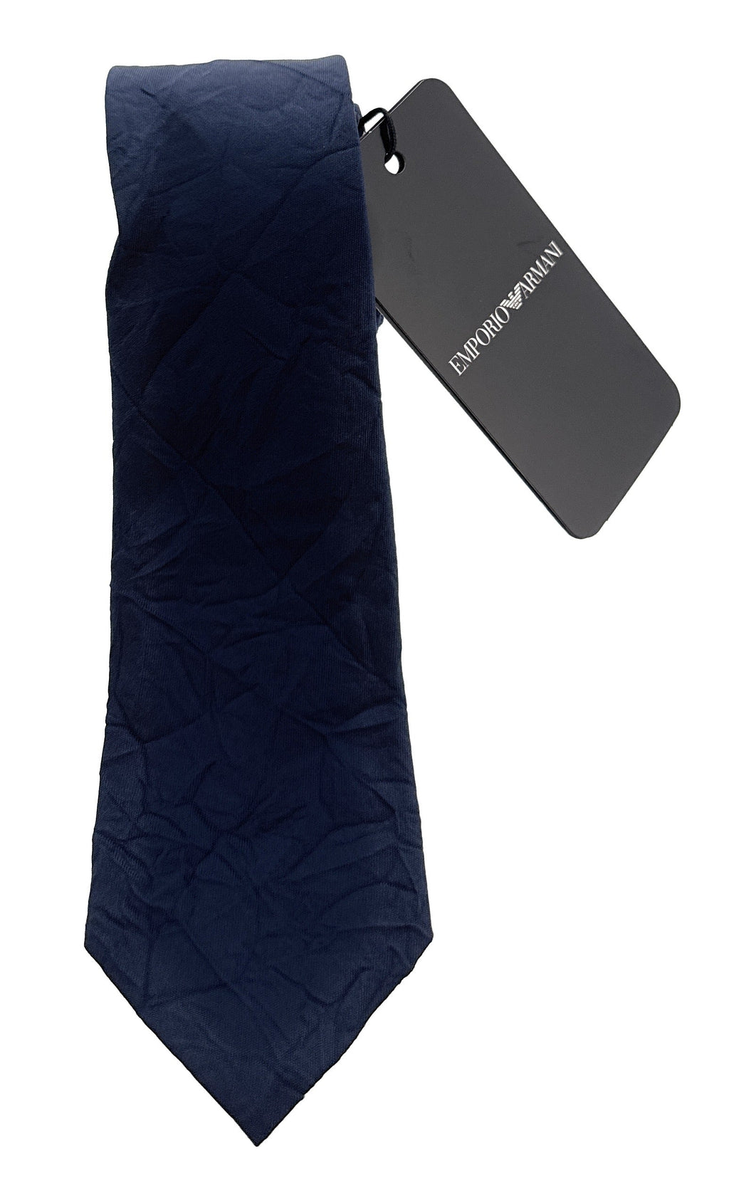 Emporio Armani Navy Blue Solid wrinkle Silk Tie – 2in