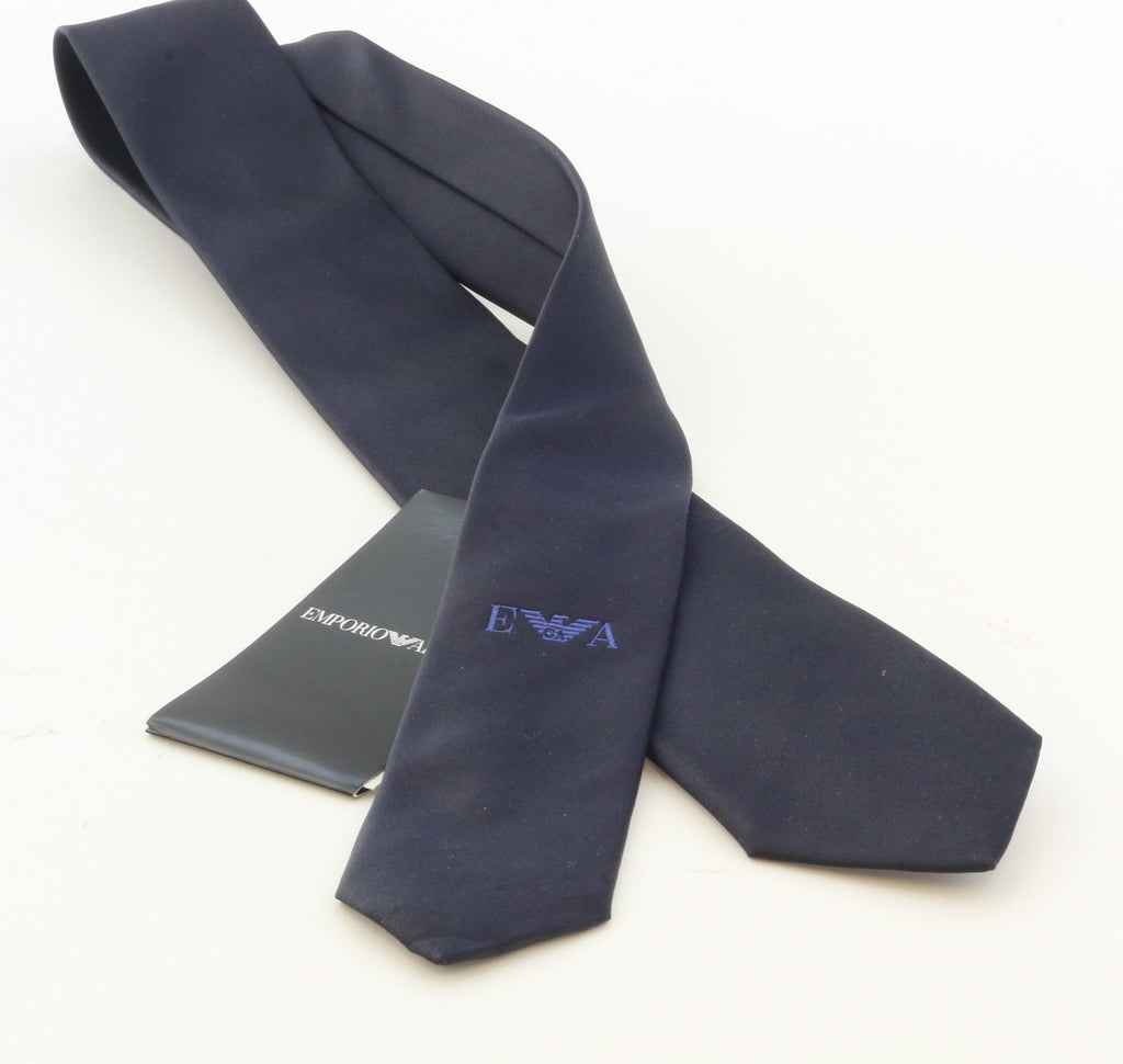 Emporio Armani Dark Navy Solid Men's Tie – Made in Italy