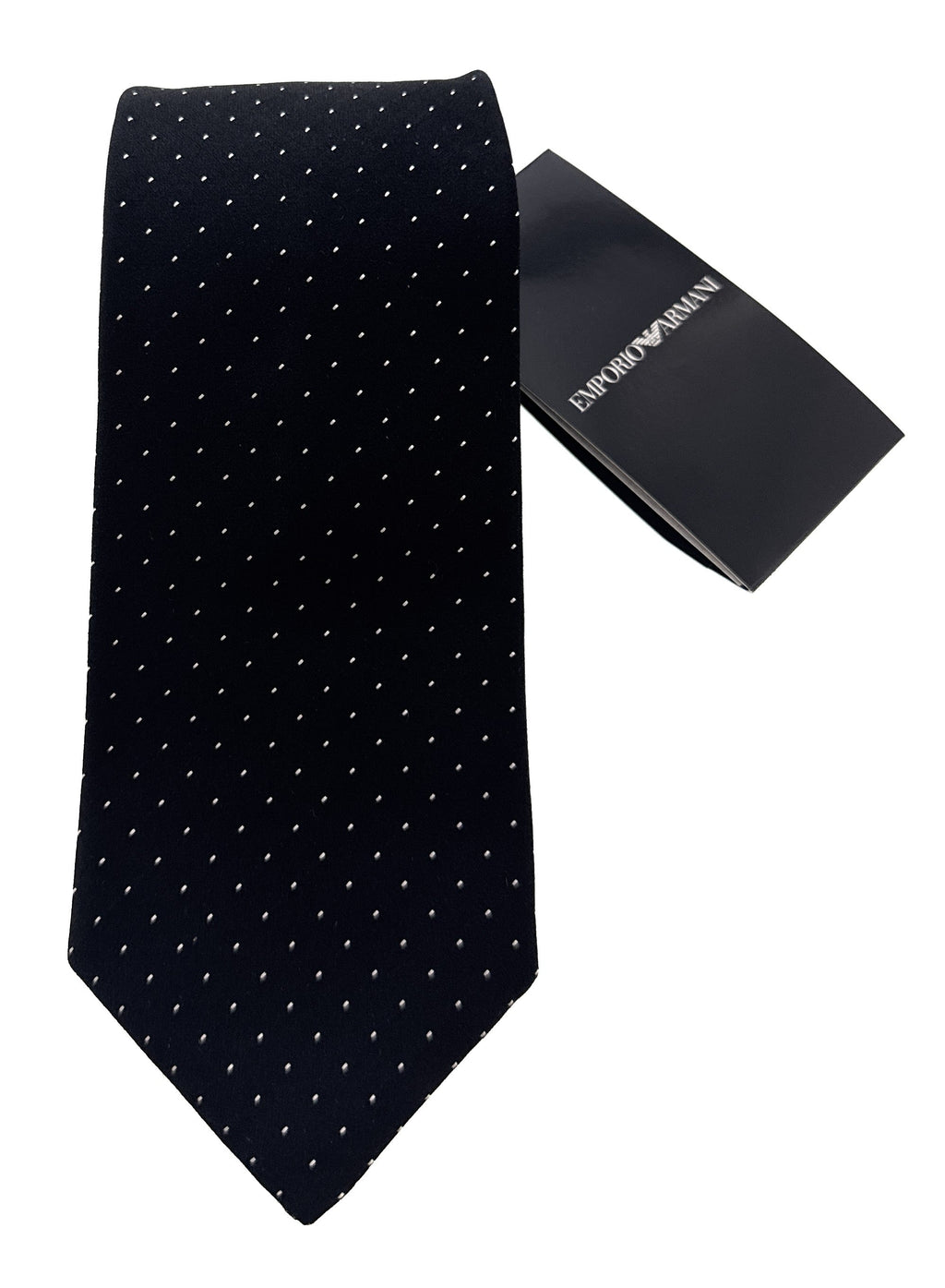 Emporio Armani Mens Black Dotted Tie – Made in Italy