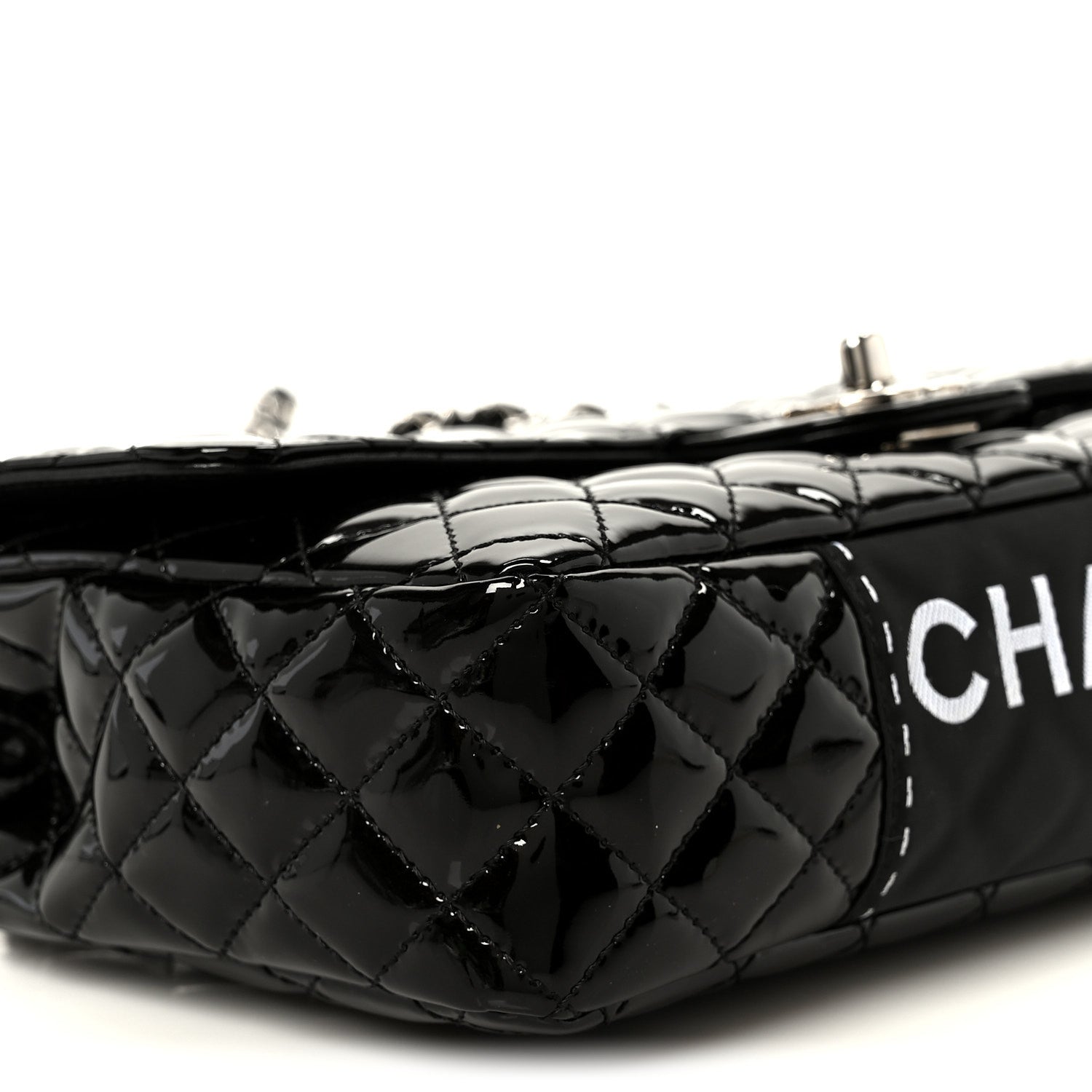 Patent Quilted Secret Label Medium Flap Black
