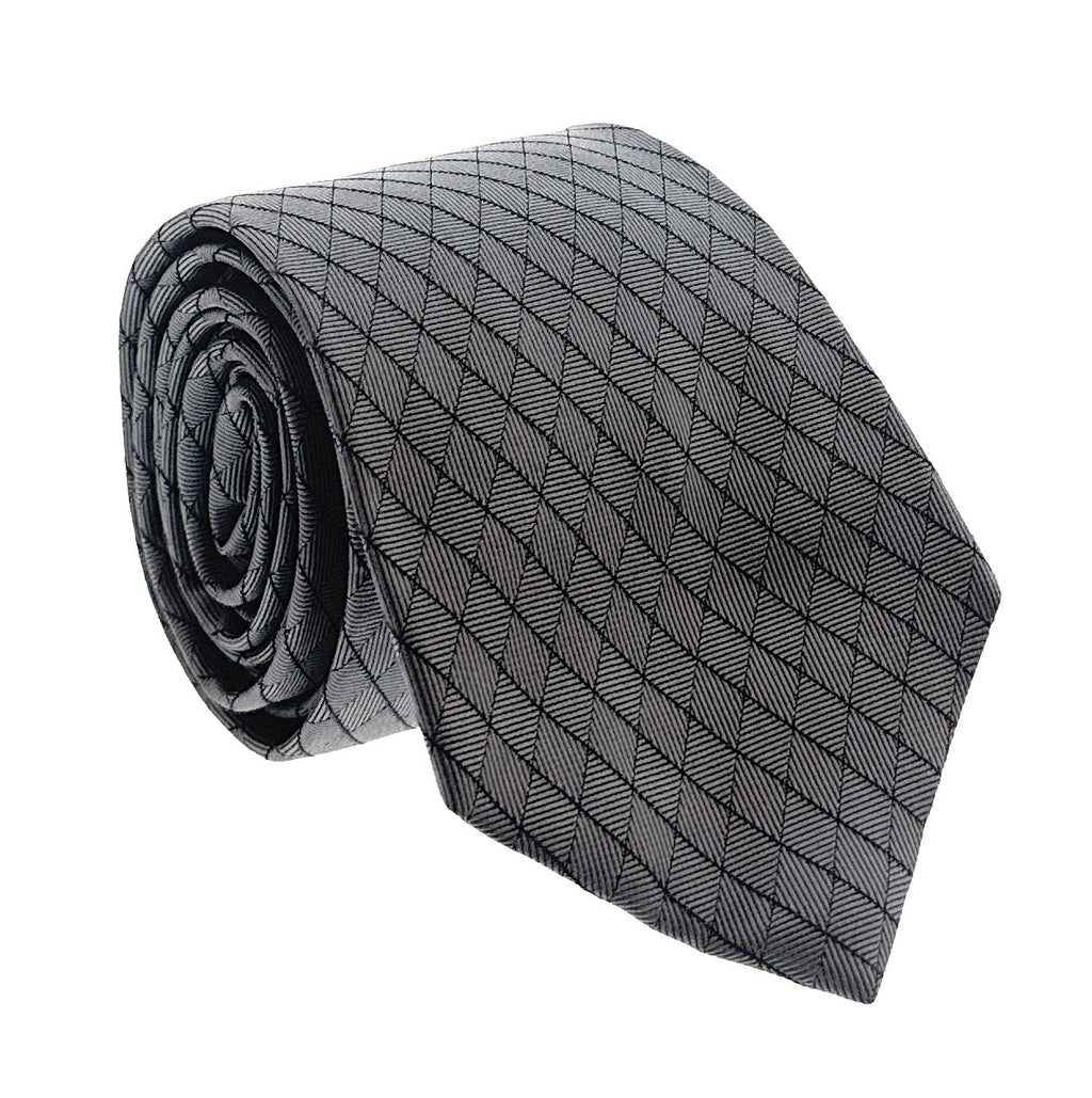 Emporio Armani Steel Grey Diamond weave Men's Tie, 3"