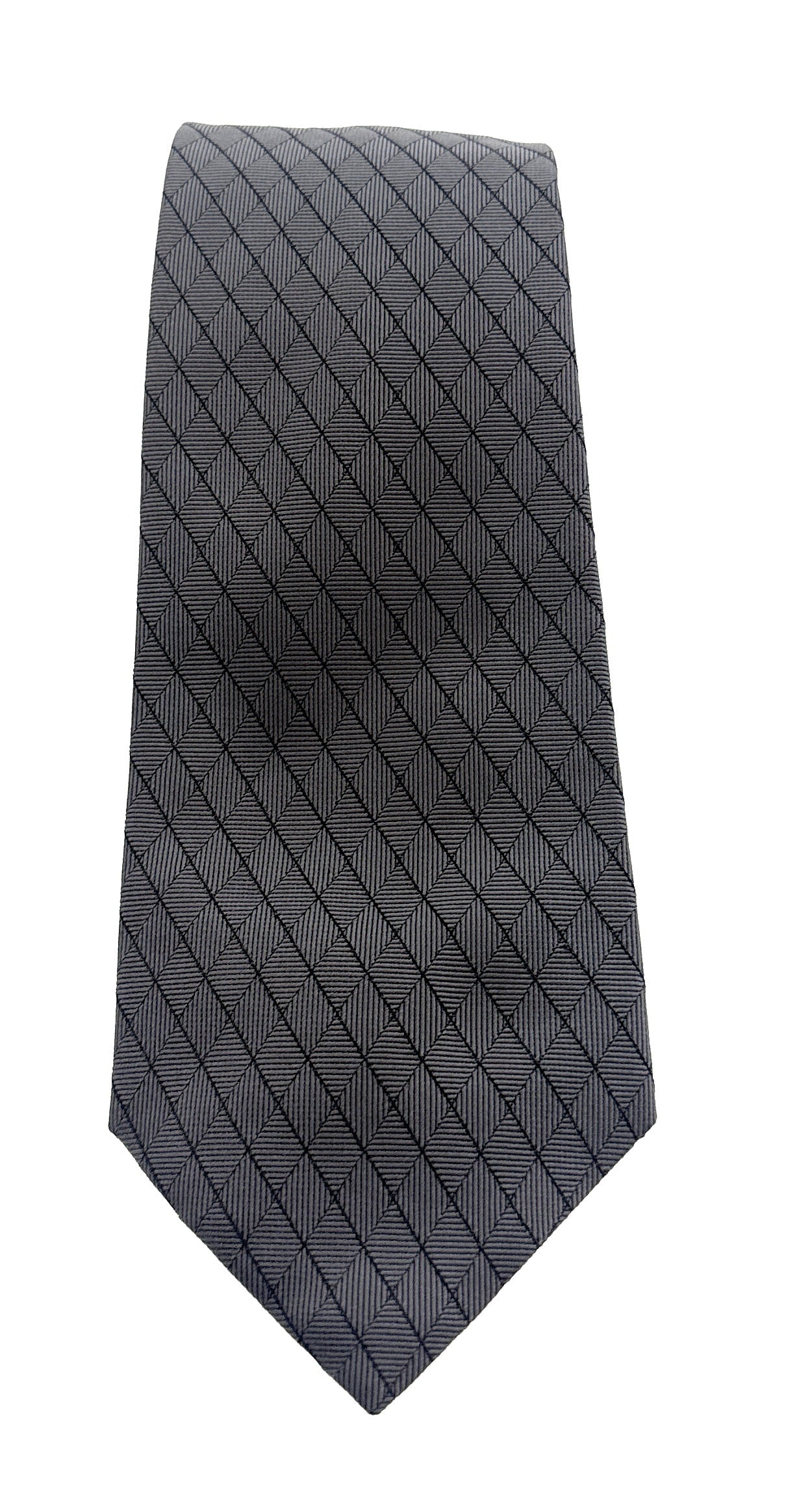 Emporio Armani Steel Grey Diamond weave Men's Tie, 3"