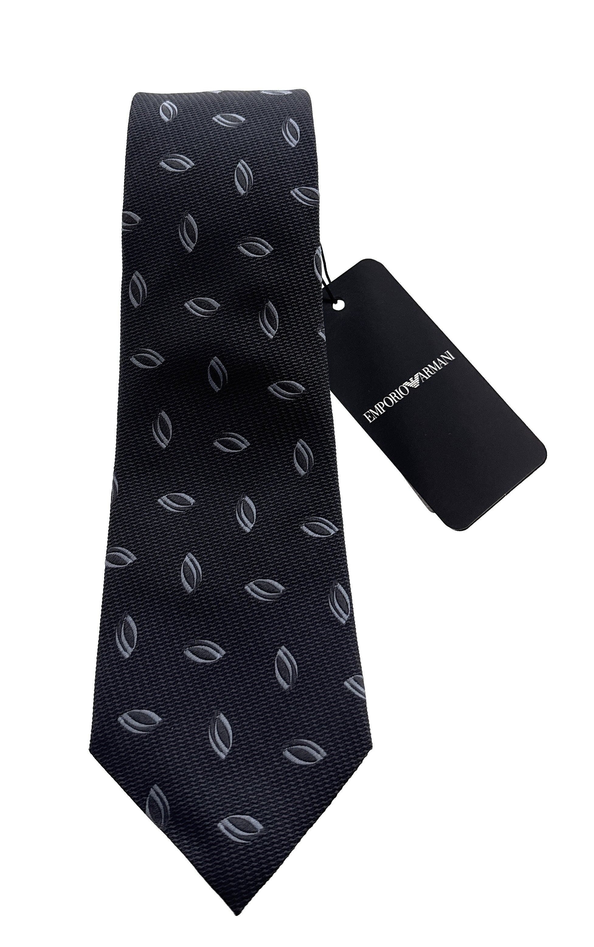Emporio Armani Shadow Grey Oval print Men's Tie, 3"
