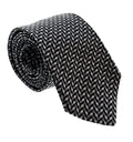 Emporio Armani Mens Shadow Grey Herringbone Tie – Made in Italy