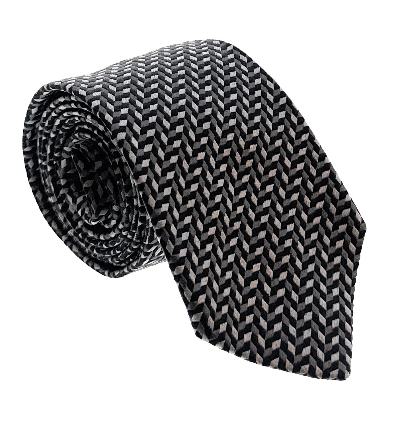 Emporio Armani Mens Shadow Grey Herringbone Tie – Made in Italy