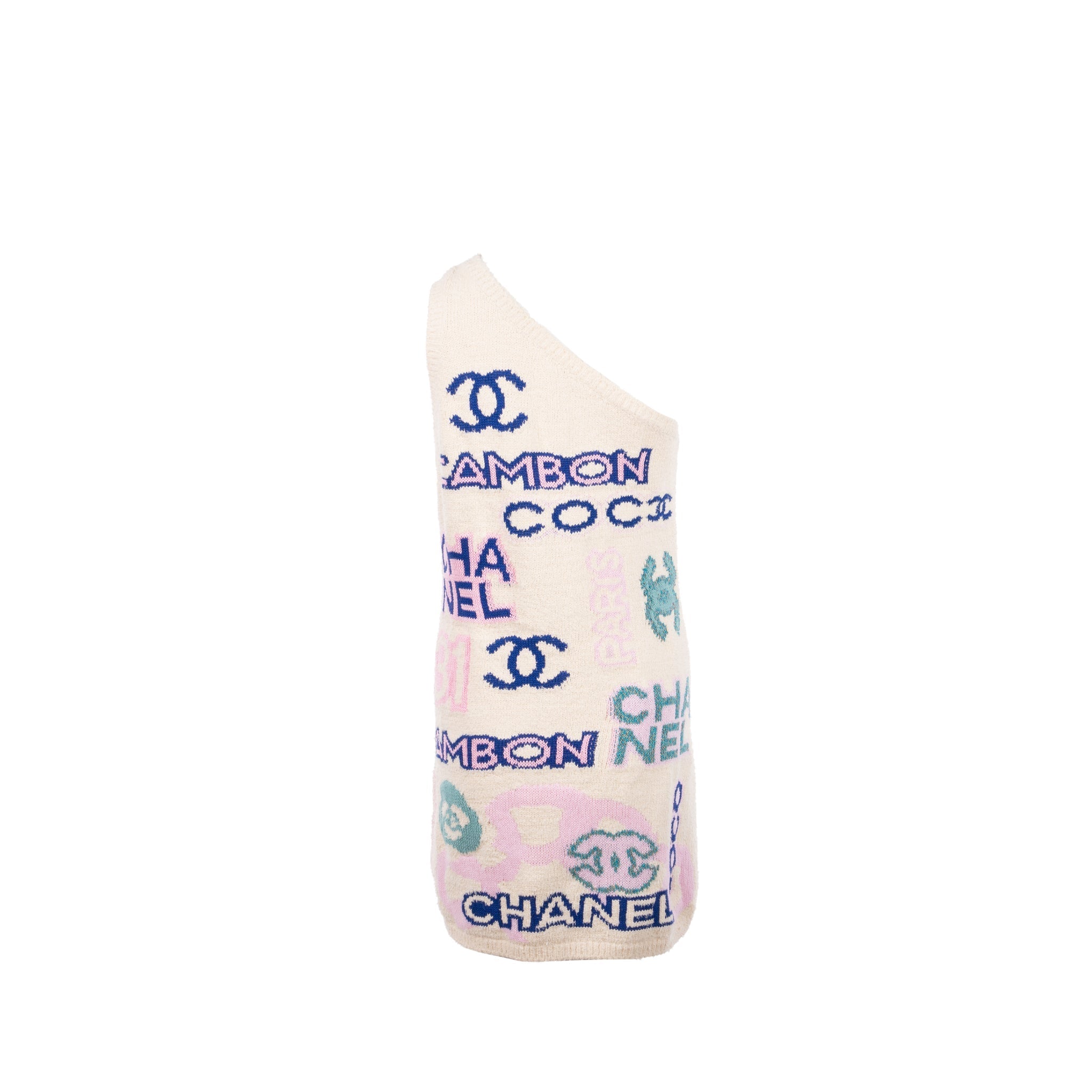Chanel Size 36 23P Logo Dress Cotton/Polyamide Ecru/Pink/Blue/Green