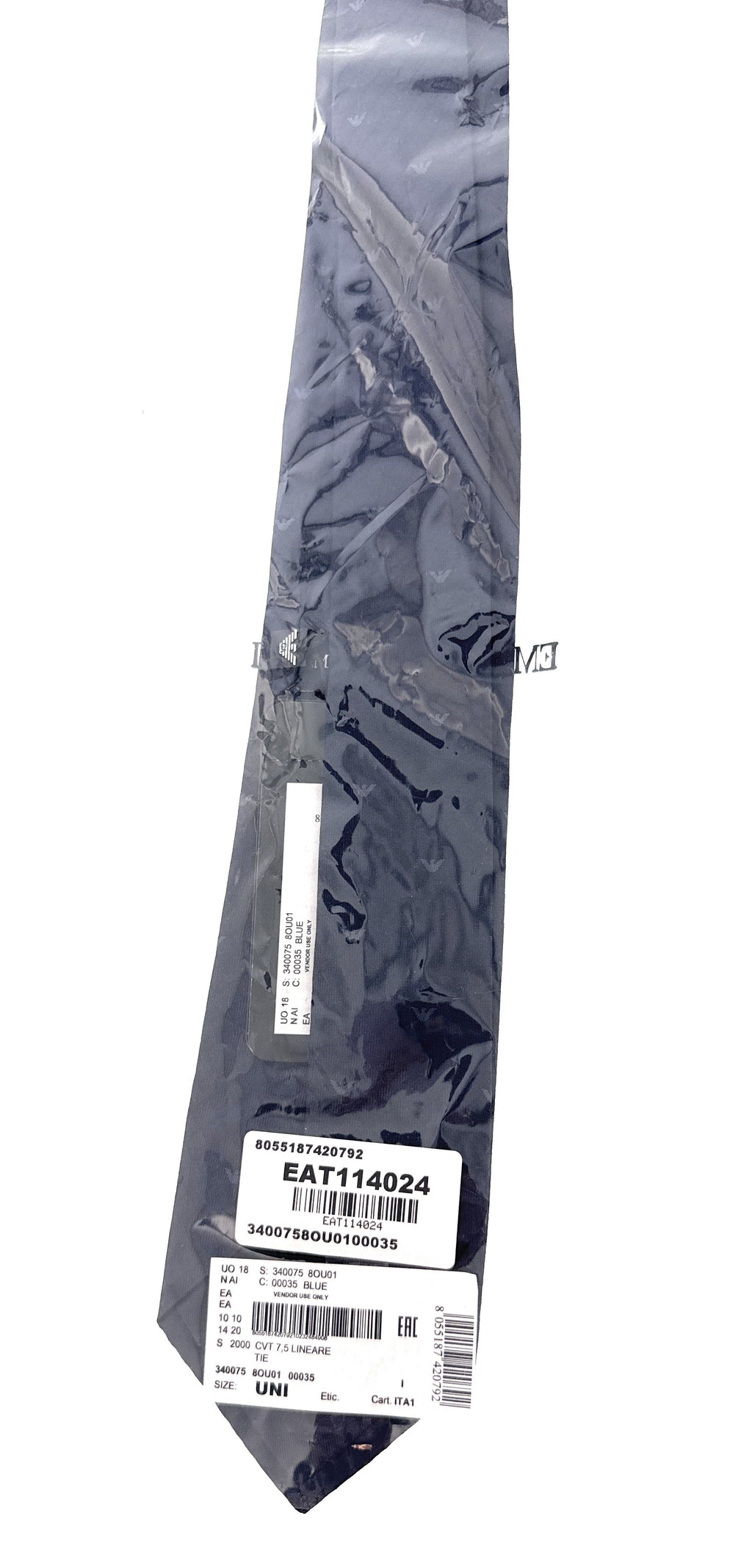 Emporio Armani Blue Armani logo Men's Tie, 3"