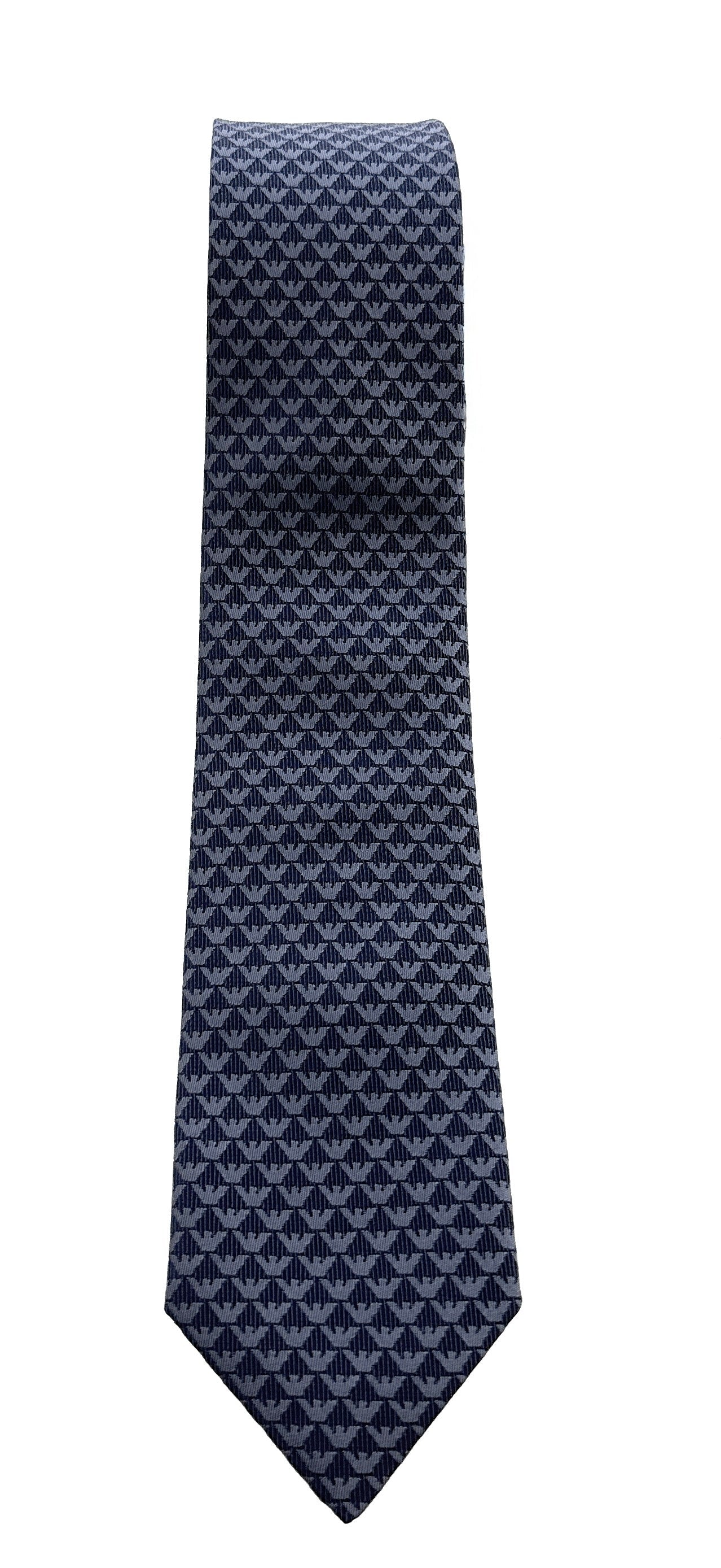 Emporio Armani Men’s Steel Blue Printed Silk Necktie, 3"