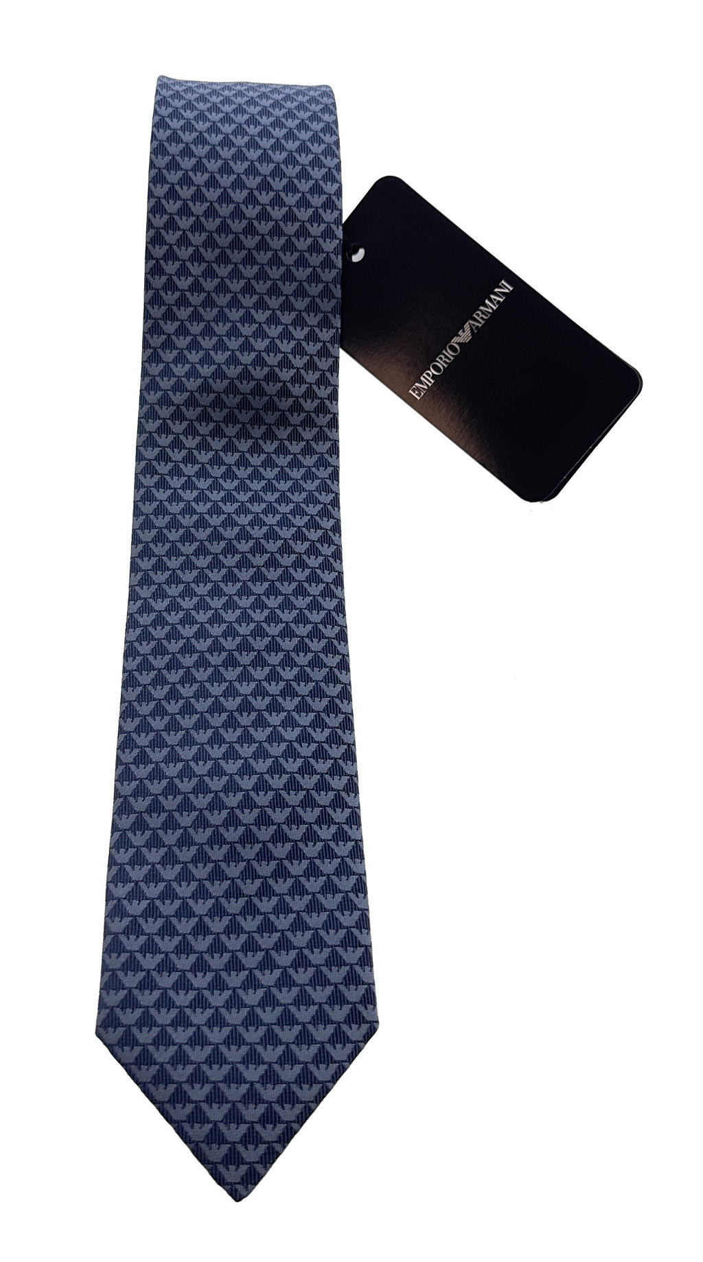 Emporio Armani Men’s Steel Blue Printed Silk Necktie, 3"