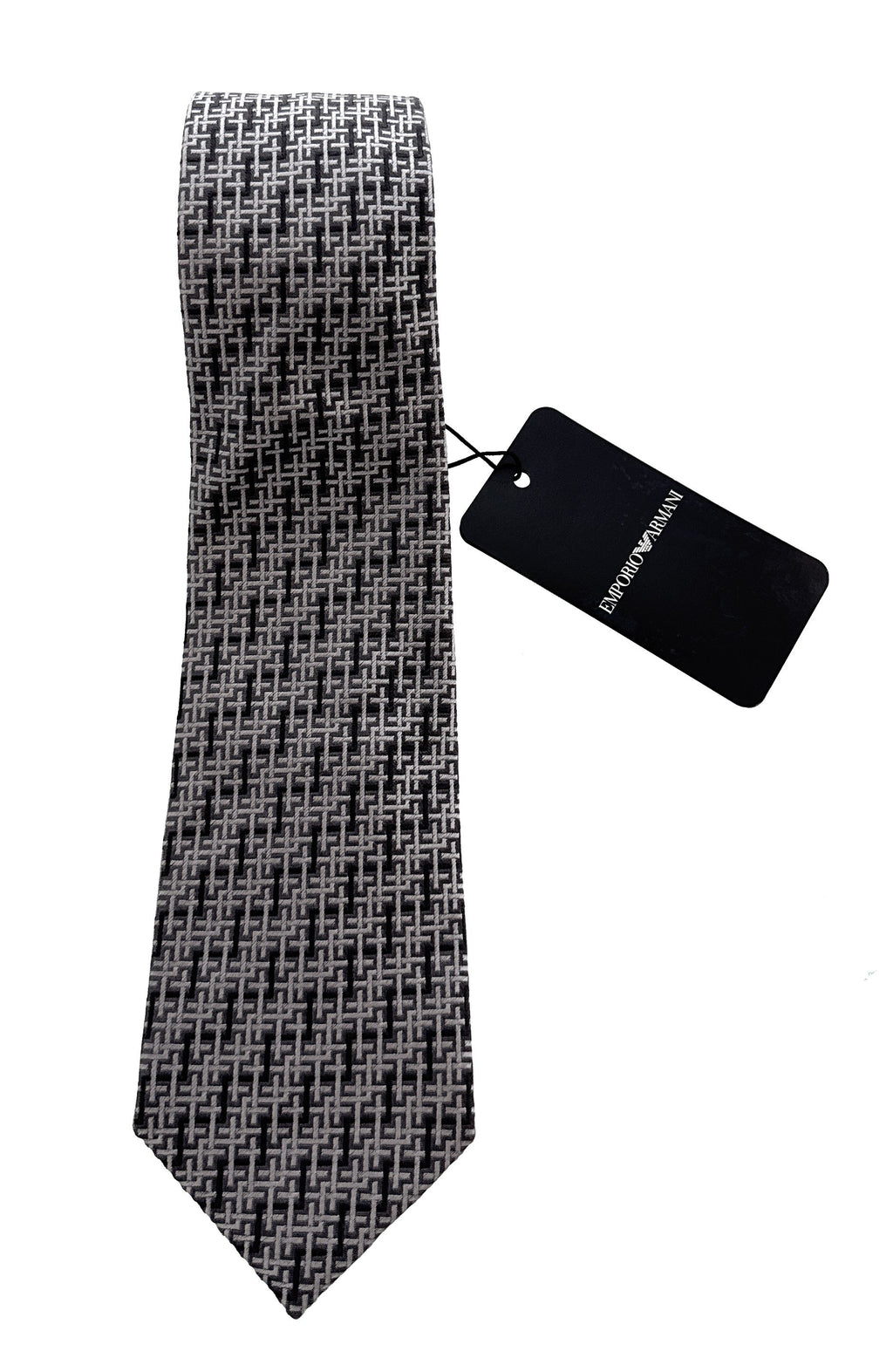 Emporio Armani Cement Grey Geometric Men's Tie, 3"