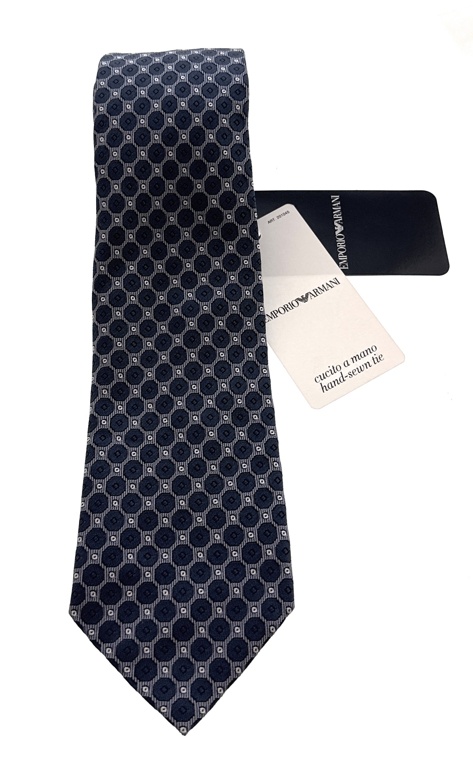 Emporio Armani Men’s Smokey Blue Dotted Silk Necktie, 3"