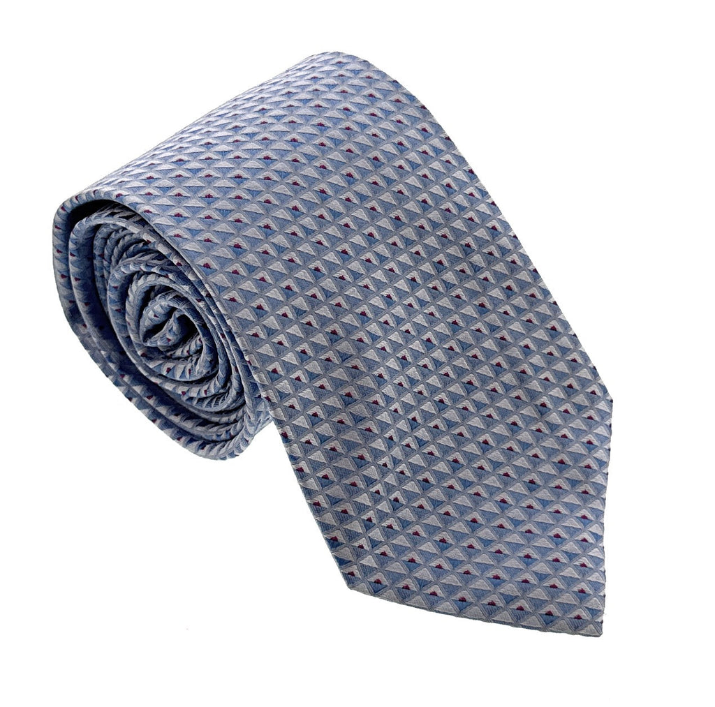Emporio Armani Men’s Light Blue Geometric Silk Necktie, 3"