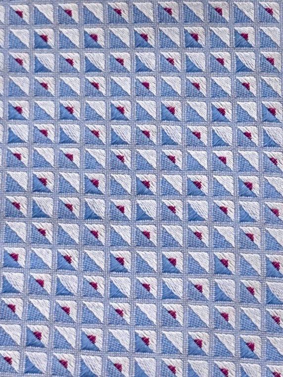 Emporio Armani Men’s Light Blue Geometric Silk Necktie, 3"