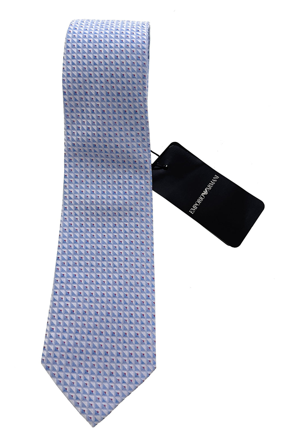 Emporio Armani Men’s Light Blue Geometric Silk Necktie, 3"