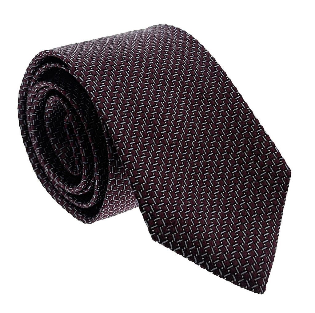 Emporio Armani Garnet Red Small Geometric Silk Tie – 3in