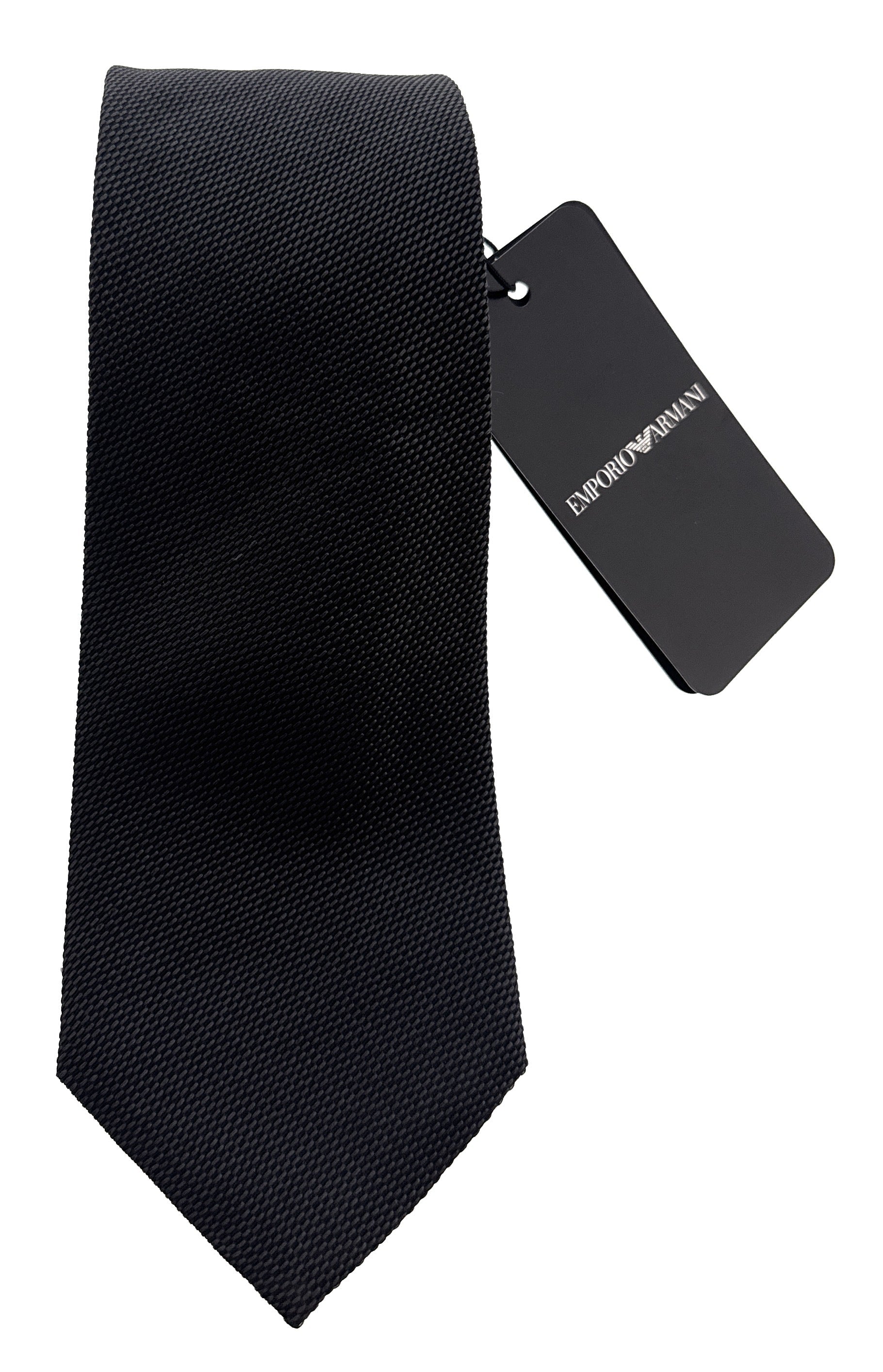 Emporio Armani Mens Shadow Grey Dotted weave Tie – Made in Italy