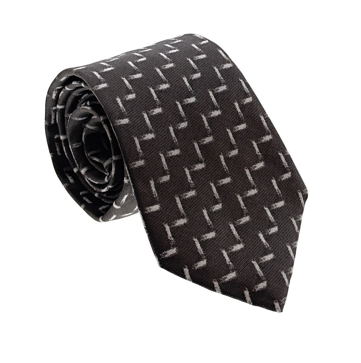 Emporio Armani Bronze White Graphic Silk Tie – 3in