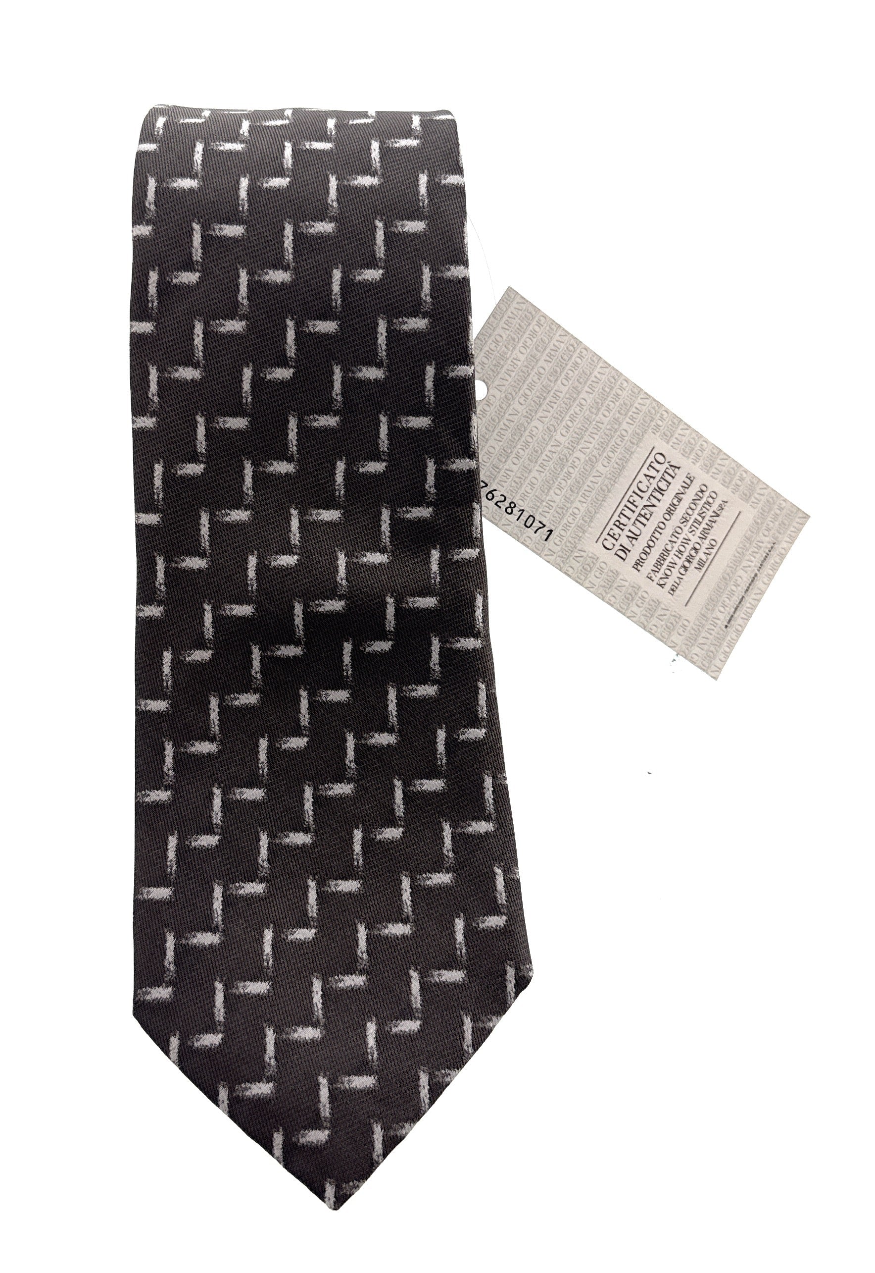 Emporio Armani Bronze White Graphic Silk Tie – 3in