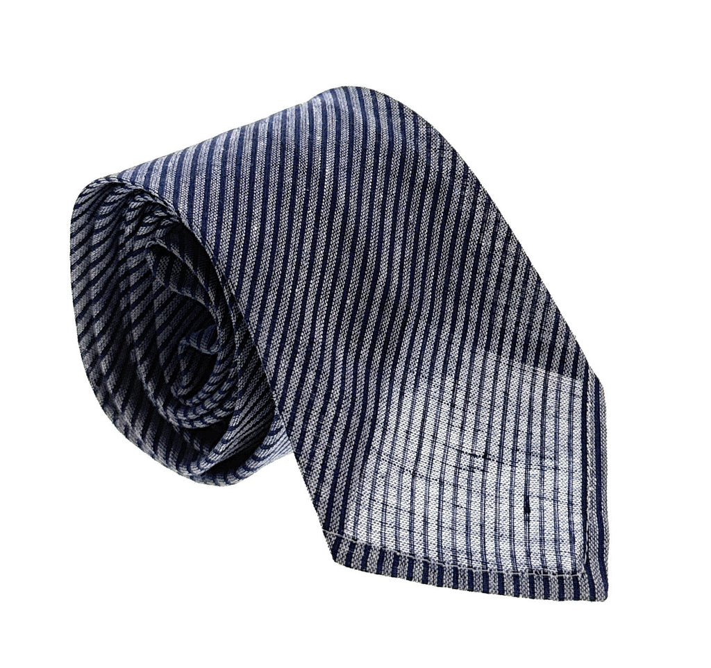Emporio Armani Mens Ligh Blue Silver Diagonal Stripe Tie – Made in Italy
