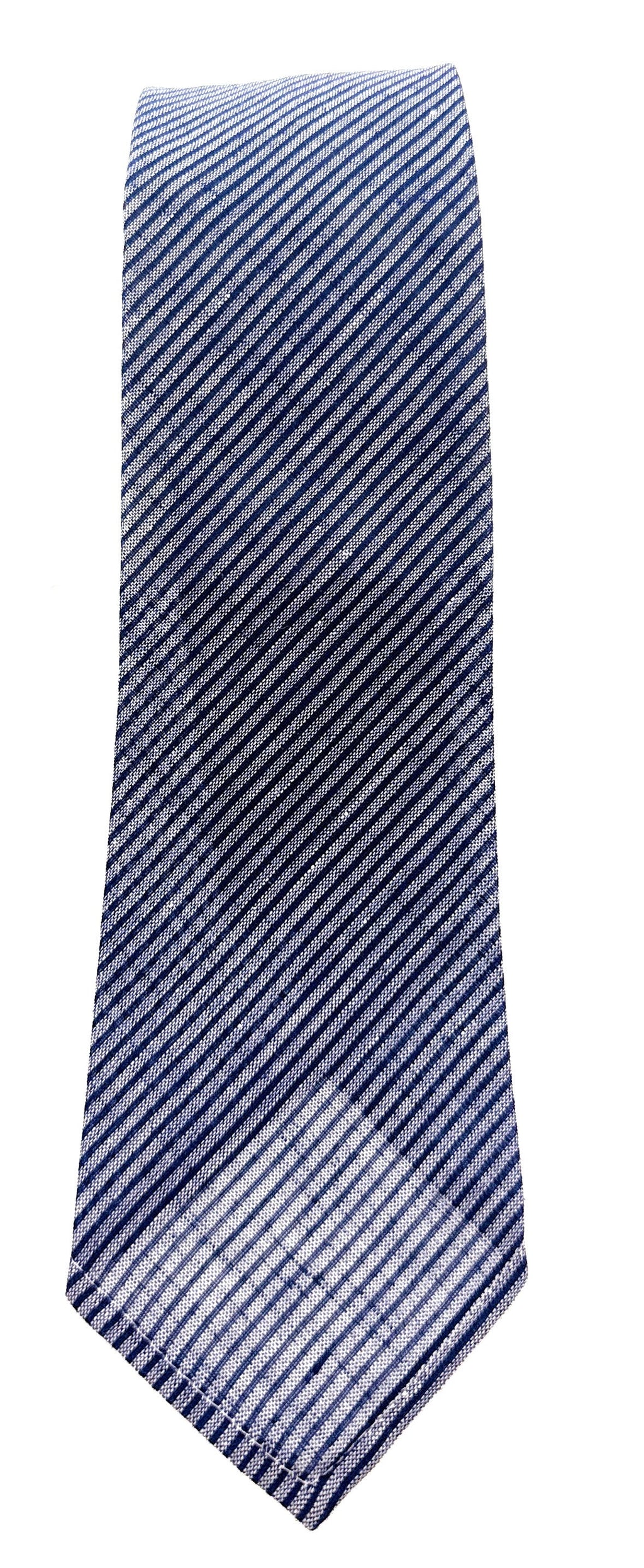 Emporio Armani Mens Ligh Blue Silver Diagonal Stripe Tie – Made in Italy