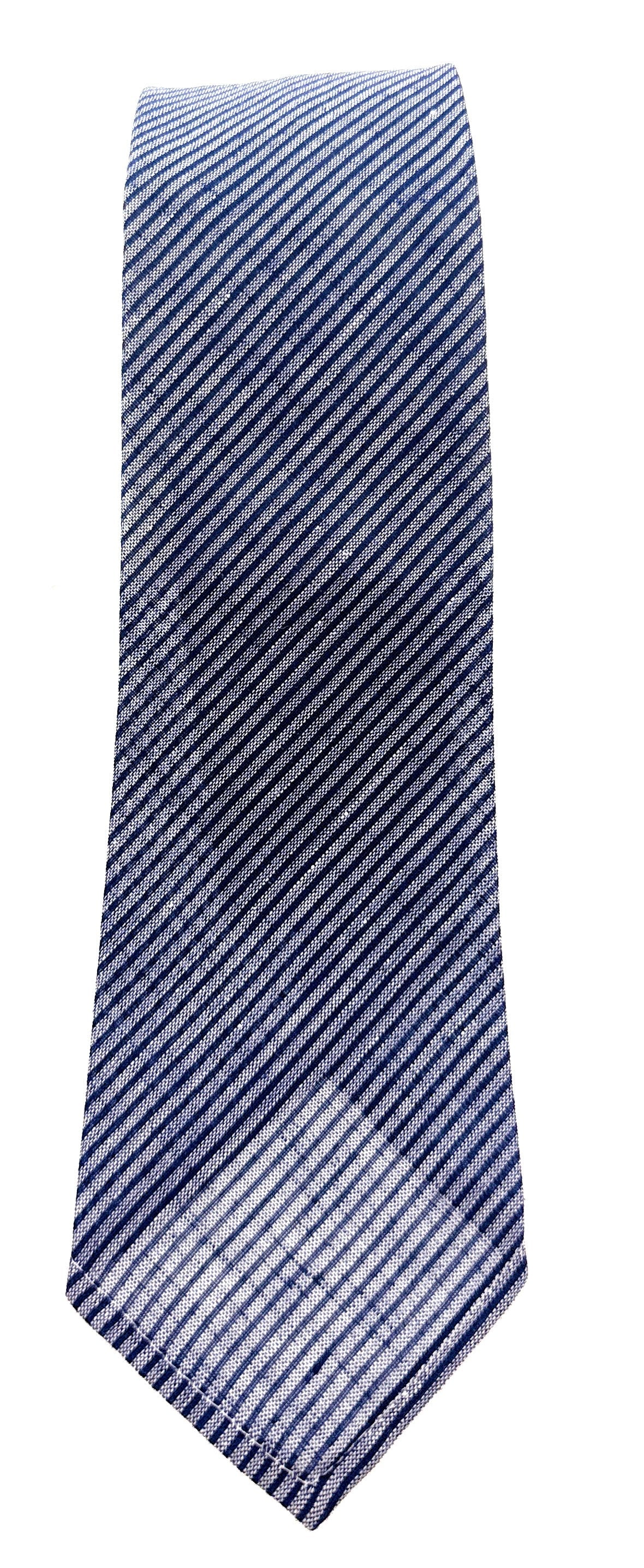 Emporio Armani Mens Ligh Blue Silver Diagonal Stripe Tie – Made in Italy