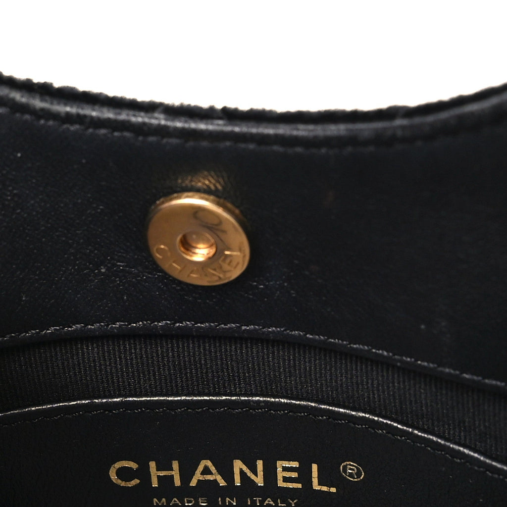 Velvet Quilted Small Wavy CC Hobo Black Hobo Black