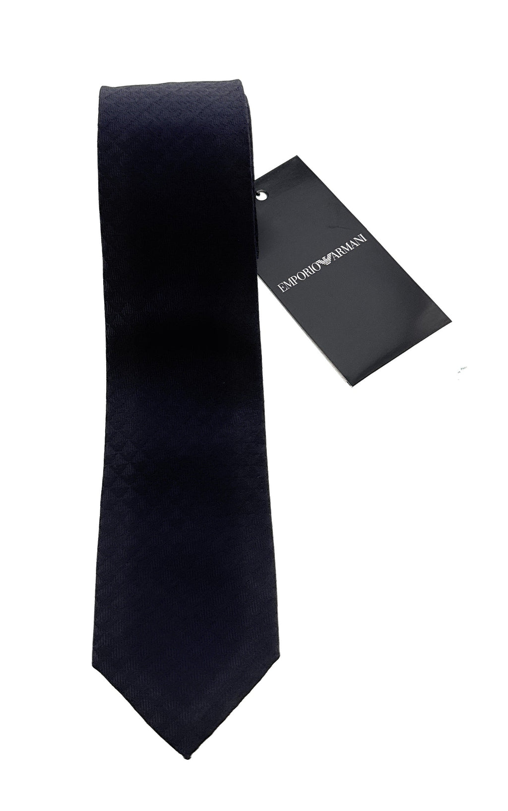 Emporio Armani Men’s Night Blue Silk Necktie with Logo Print, 3"