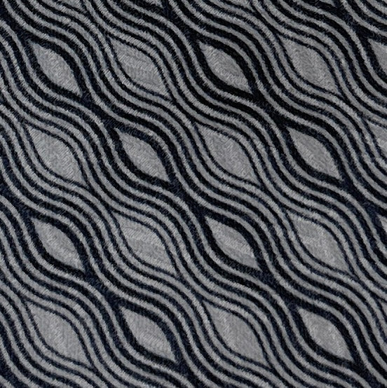 Emporio Armani Mens Light Grey Navy Wavy Geometric Tie – Made in Italy