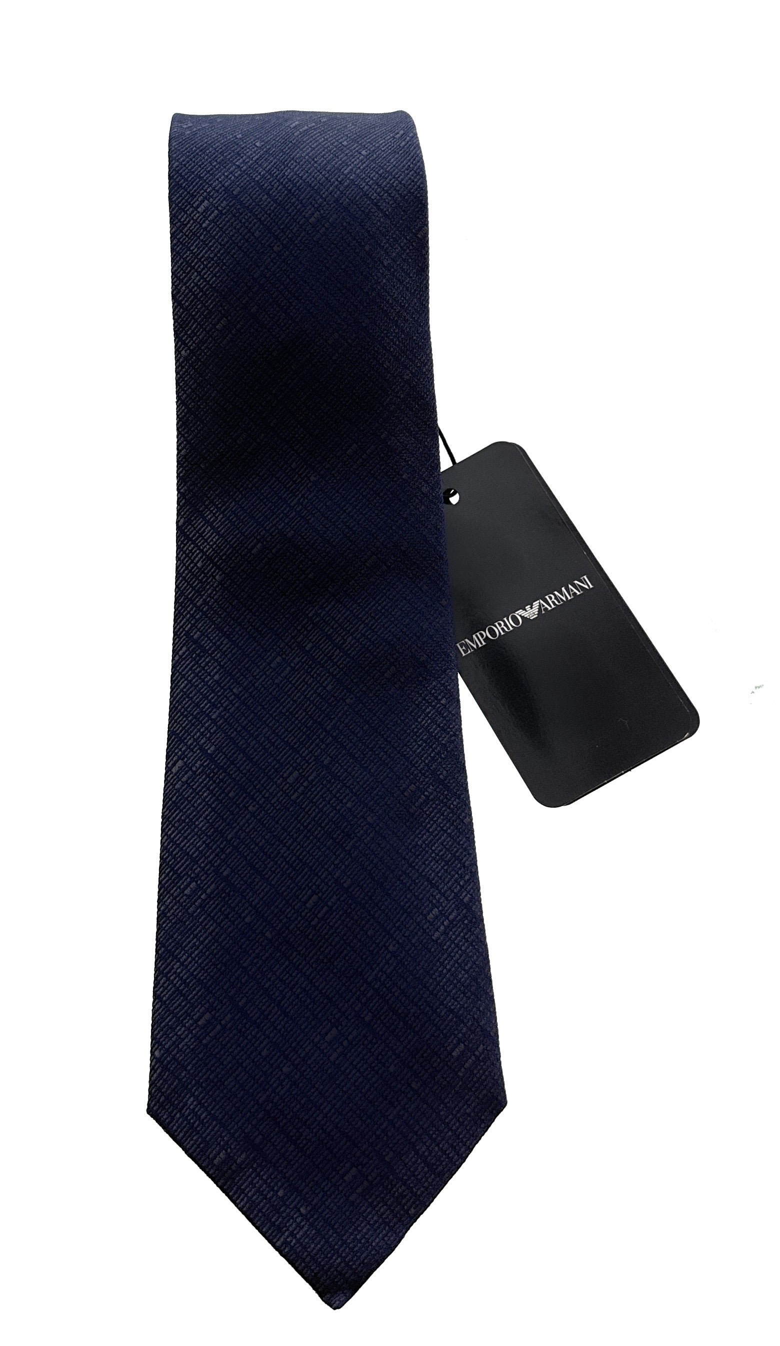 Emporio Armani Dark Blue Textured Solid Men's Tie, 3"