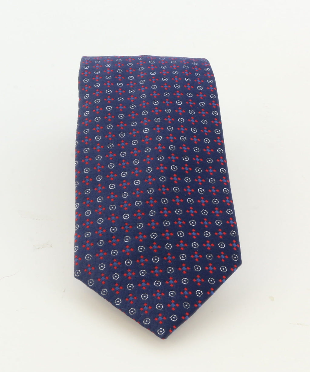 Emporio Armani Midnight Blue Circle Graphic Polyester-Silk Blend Tie – 3in