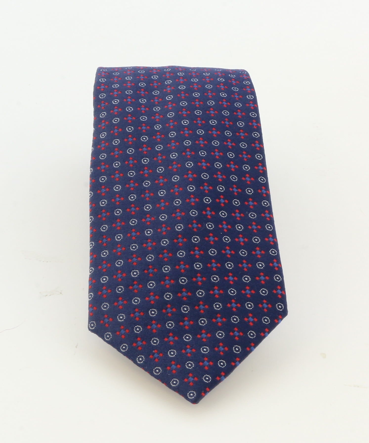 Emporio Armani Midnight Blue Circle Graphic Polyester-Silk Blend Tie – 3in