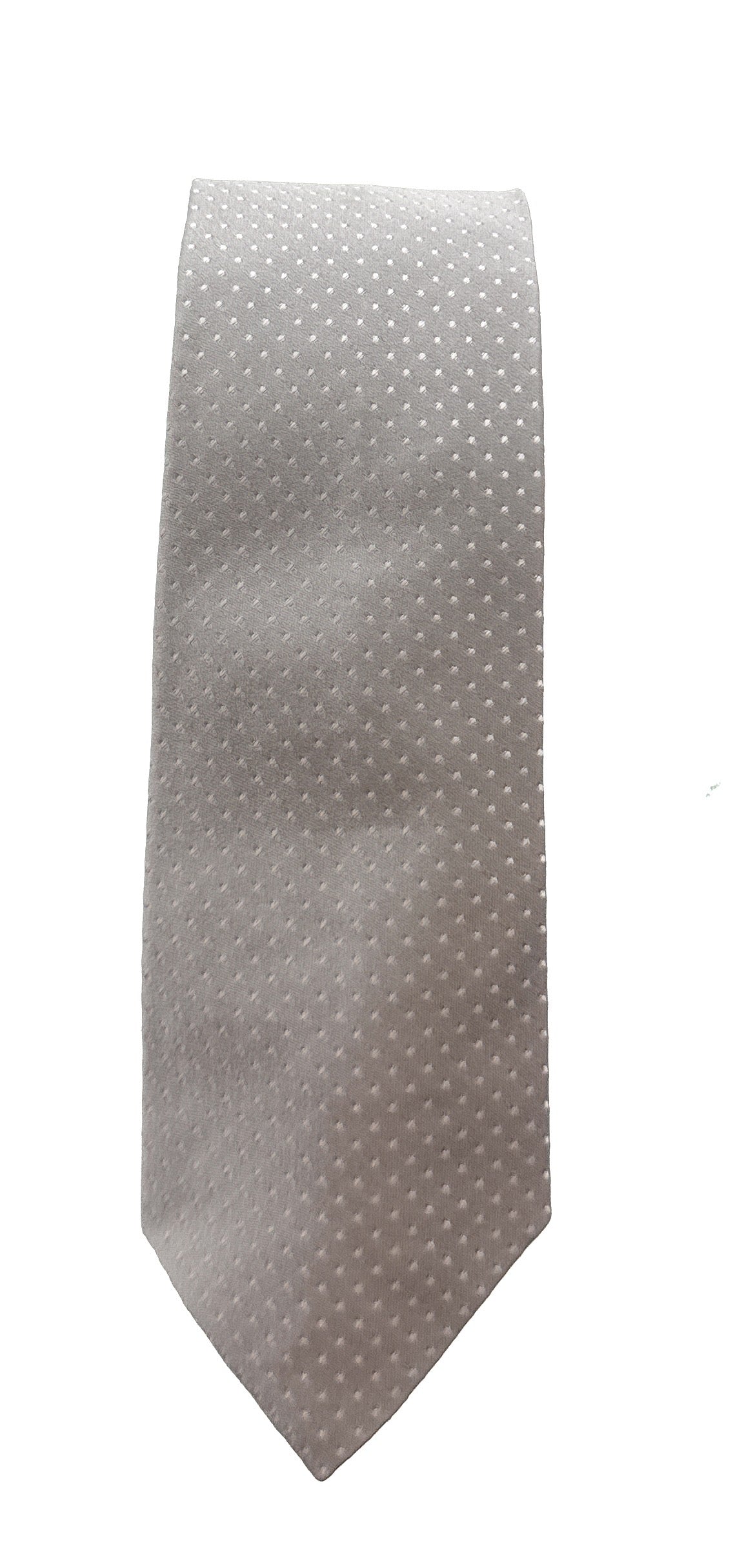 Emporio Armani Silver White Dotted Silk Tie – 3in