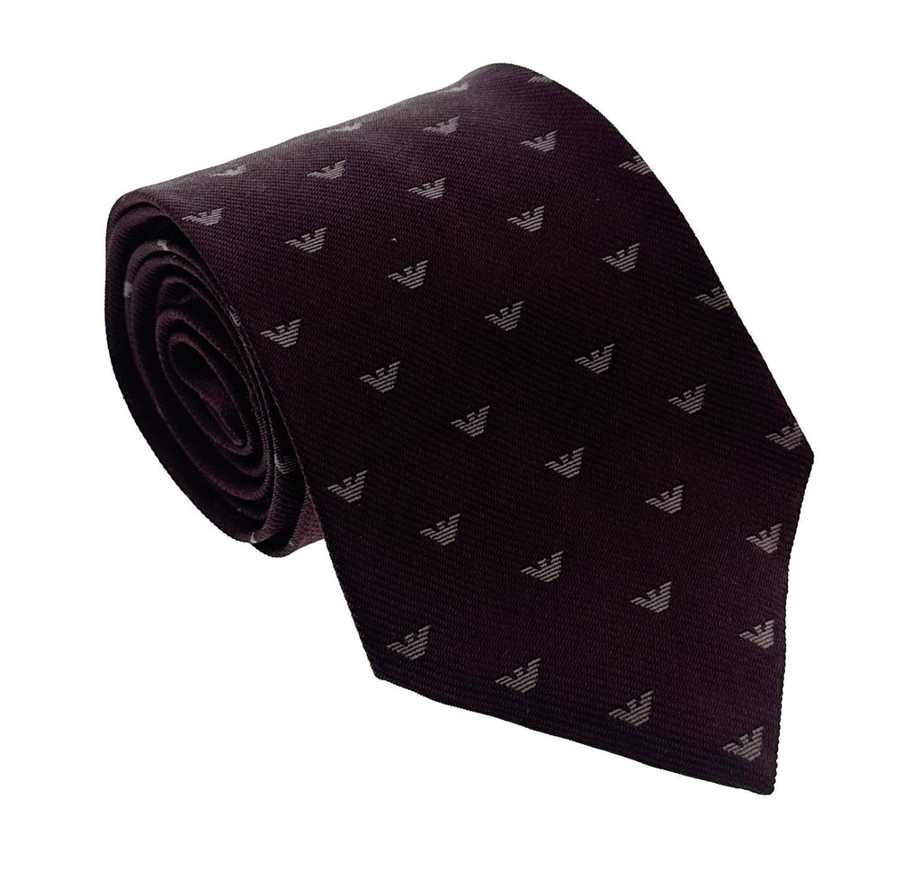 Emporio Armani Burgundy Armani Logo Men's Tie, 3"