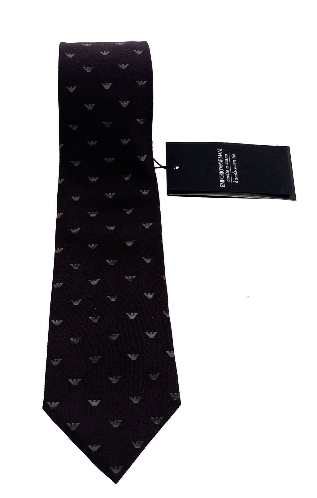 Emporio Armani Burgundy Armani Logo Men's Tie, 3"