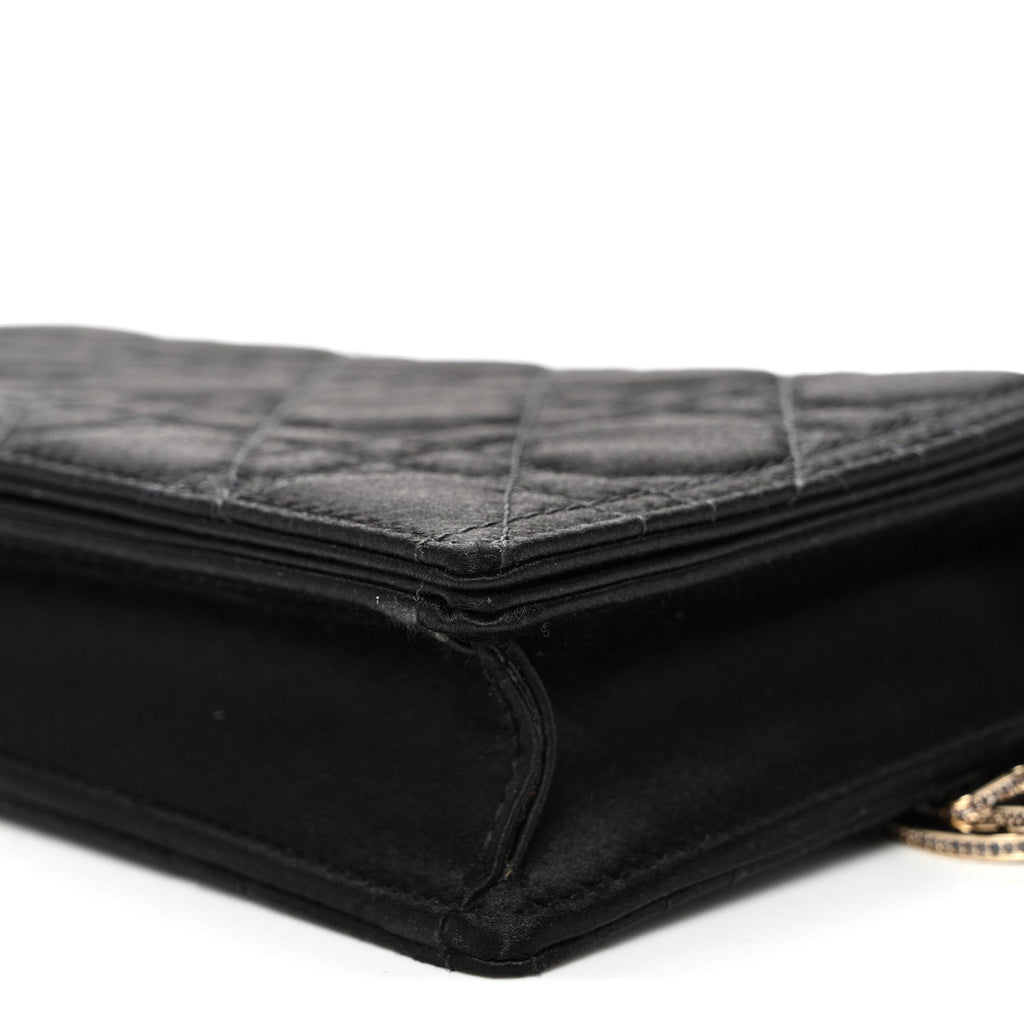 Satin Cannage Lady Dior Convertible Clutch Black