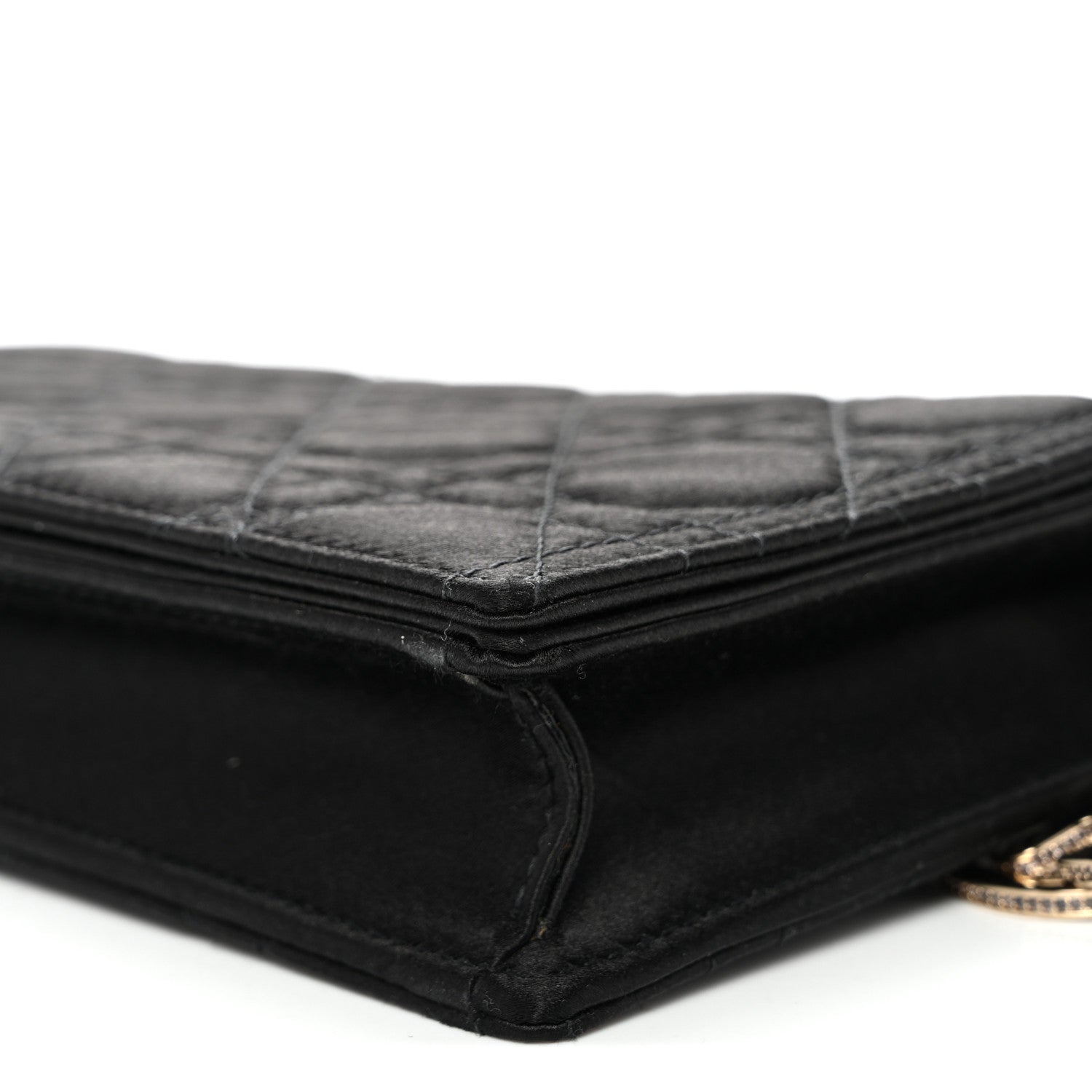 Satin Cannage Lady Dior Convertible Clutch Black