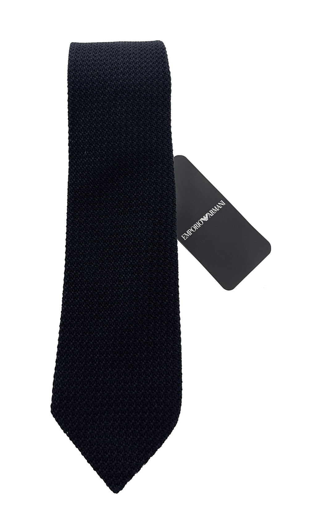 Emporio Armani Mens Blue Knitted Tie – Made in Italy