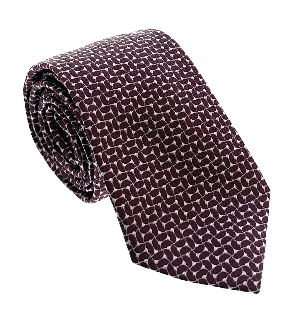 Emporio Armani Men’s Burgundy Maze Dotted Silk Necktie, 3"