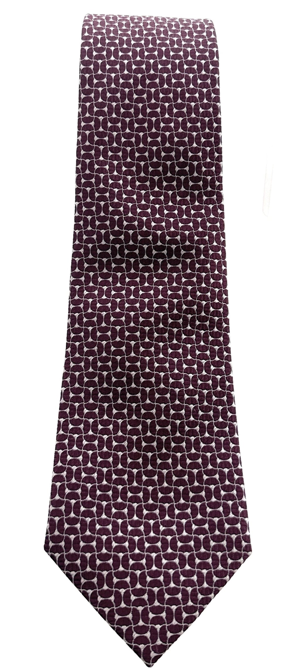 Emporio Armani Men’s Burgundy Maze Dotted Silk Necktie, 3"