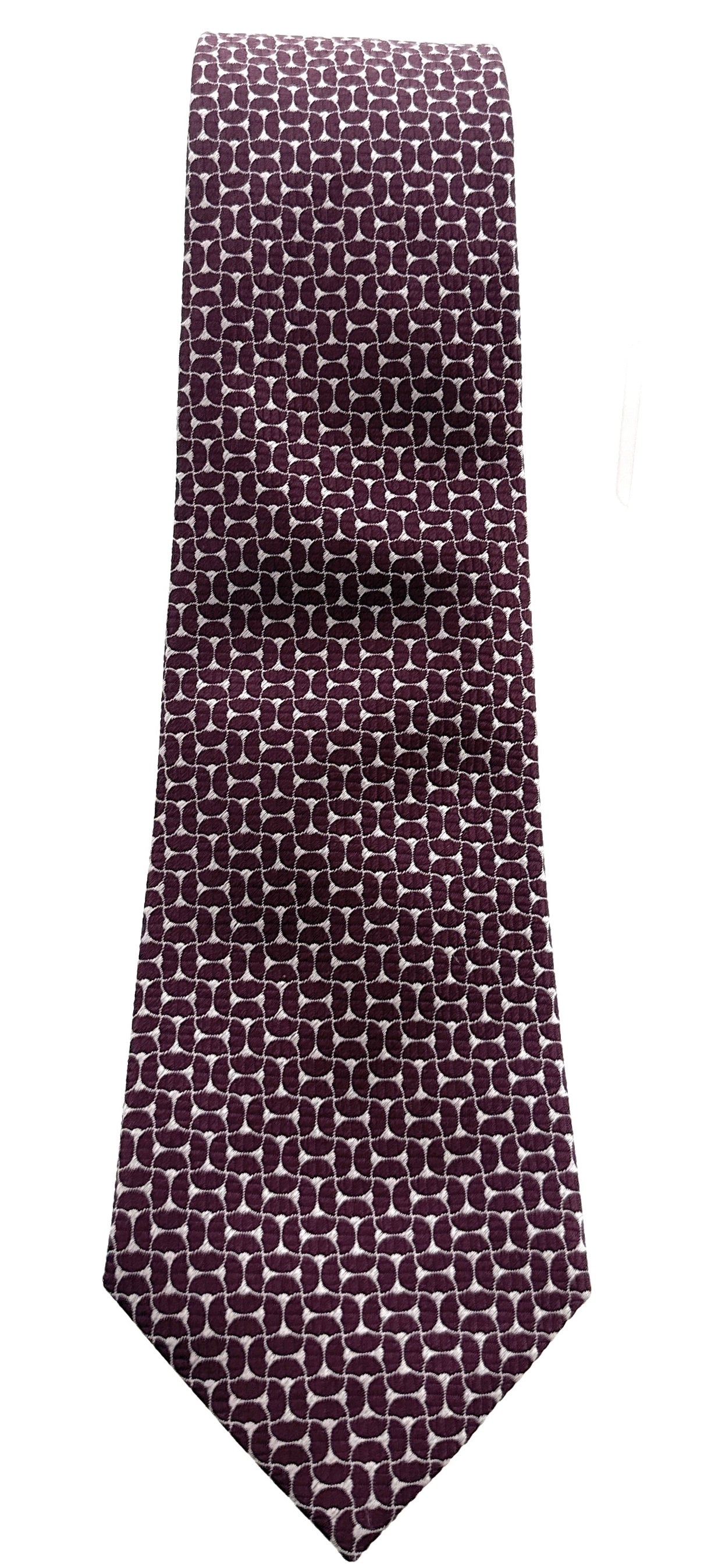 Emporio Armani Men’s Burgundy Maze Dotted Silk Necktie, 3"