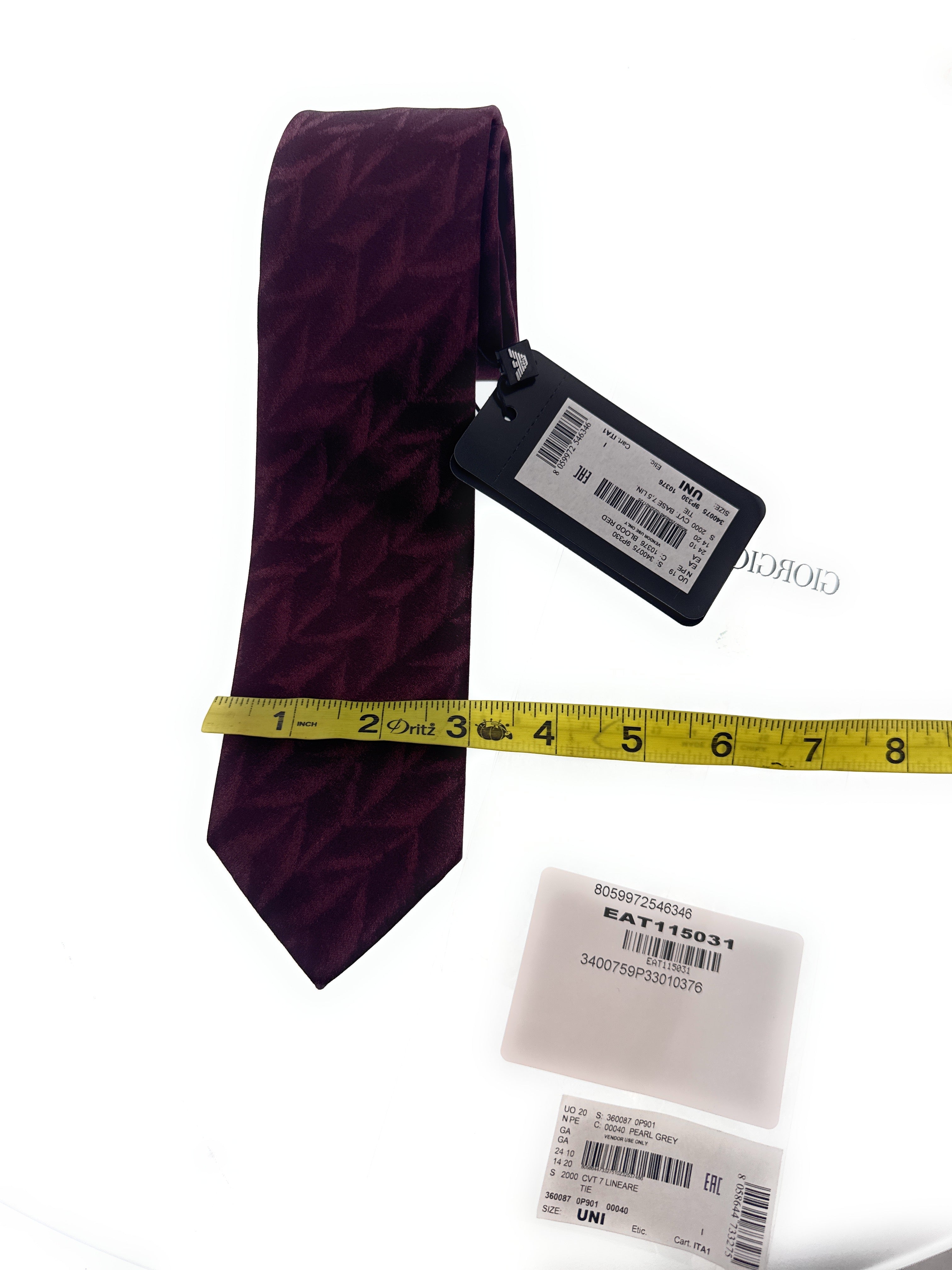 Emporio Armani Blood Red Feather Silk Tie – 3in