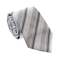 Emporio Armani Men's Silver Grey Striped Textured Weave Tie, 3"