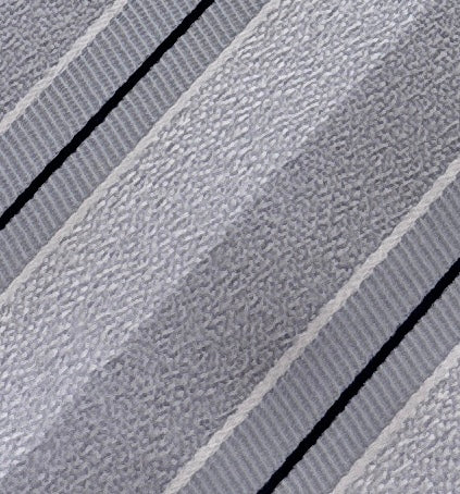 Emporio Armani Men's Silver Grey Striped Textured Weave Tie, 3"