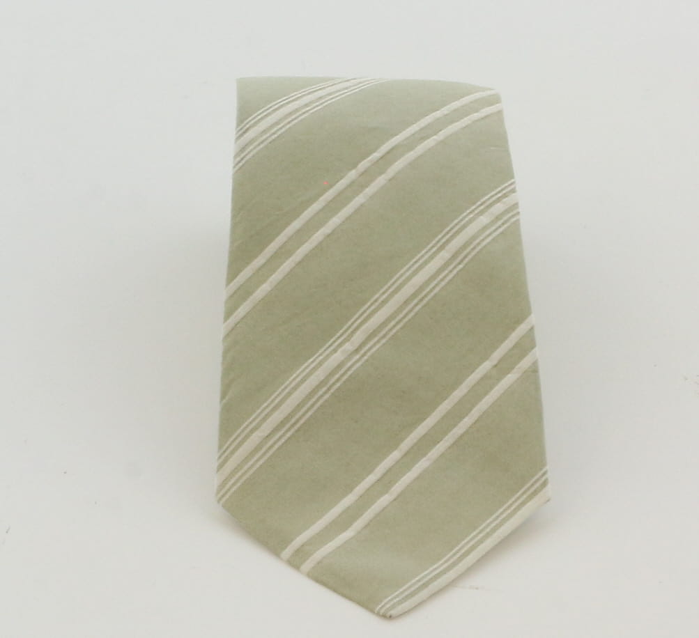 Emporio Armani Mens Khaki White Stripe Tie – Made in Italy