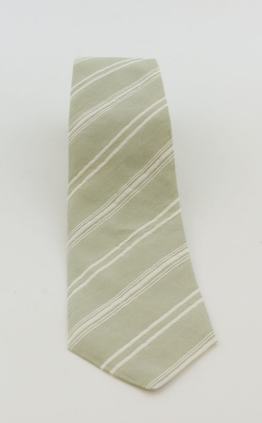 Emporio Armani Mens Khaki White Stripe Tie – Made in Italy